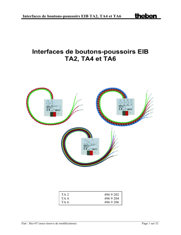 TA 4 KNX | TA 2 KNX | THEBEN TA 6 KNX Manuel utilisateur | Fixfr