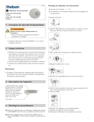 LUXA 103-101 AP WH | THEBEN LUXA 103-100 AP WH Mode d'emploi | Fixfr