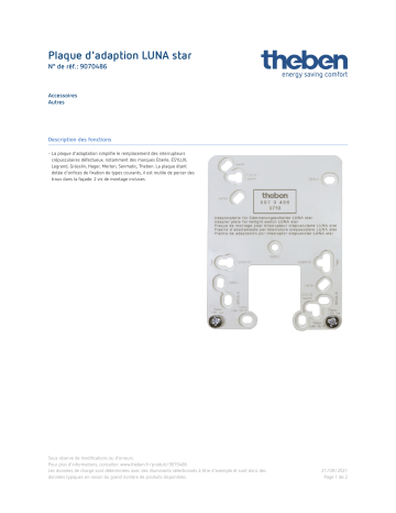 THEBEN Adapter plate LUNA star Fiche technique | Fixfr