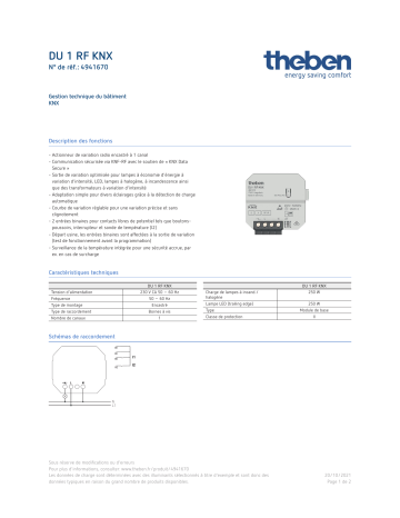 THEBEN DU 1 RF KNX Fiche technique | Fixfr