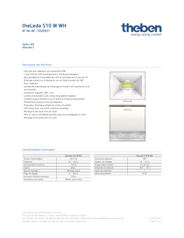 THEBEN theLeda S10 W WH Fiche technique | Fixfr