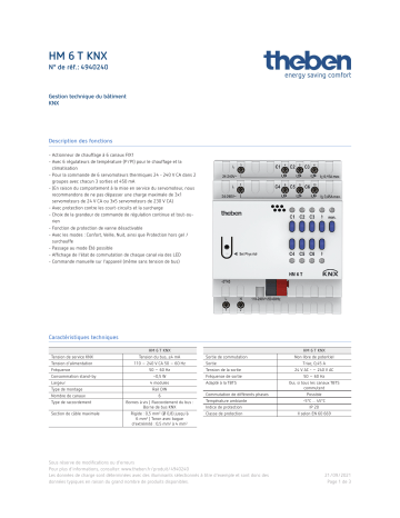 THEBEN HM 6 T KNX Fiche technique | Fixfr