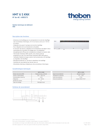 THEBEN HMT 6 S KNX Fiche technique | Fixfr