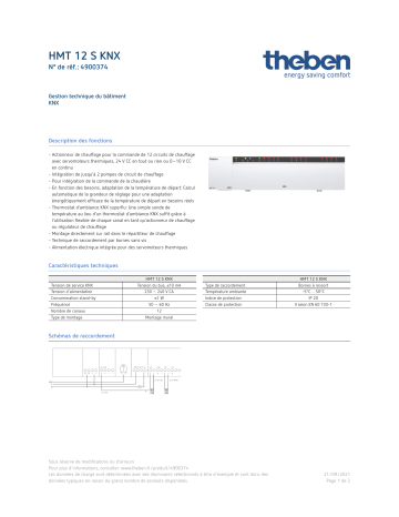 THEBEN HMT 12 S KNX Fiche technique | Fixfr