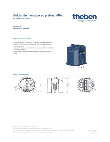 THEBEN Ceiling installation box 68A Fiche technique | Fixfr