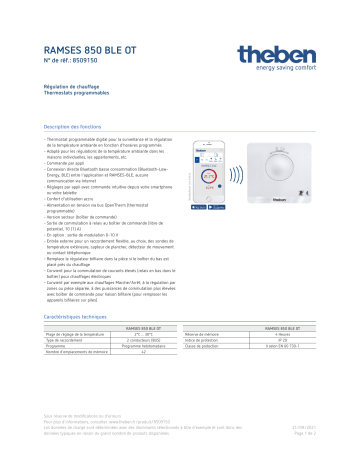 THEBEN RAMSES 850 BLE OT Fiche technique | Fixfr