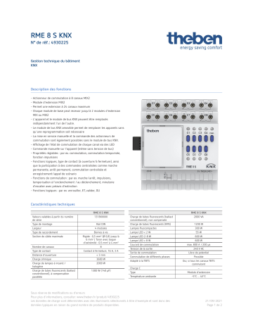 THEBEN RME 8 S KNX Fiche technique | Fixfr