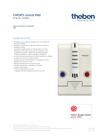 THEBEN CHEOPS control KNX Fiche technique | Fixfr