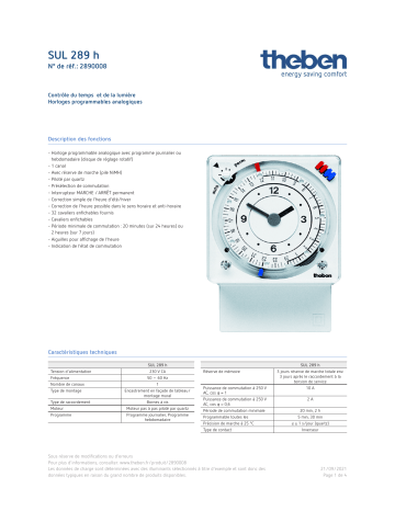 THEBEN SUL 289 h Fiche technique | Fixfr