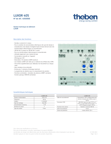 THEBEN Luxor 405 Fiche technique | Fixfr