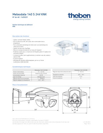 THEBEN Meteodata 140 S 24V KNX Fiche technique | Fixfr