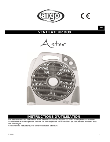 Argo ASTER FAN Manuel utilisateur | Fixfr