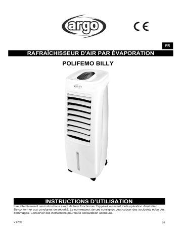 Argo POLIFEMO BILLY AIR COOLER Manuel utilisateur | Fixfr