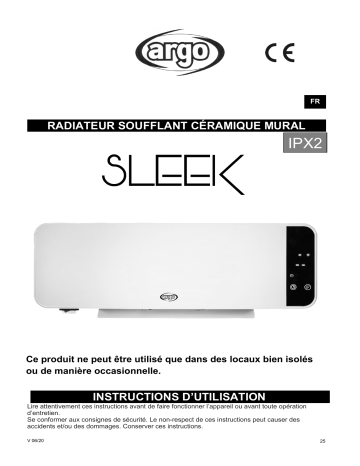 Argo SLEEK ELECTRICAL HEATING Manuel utilisateur | Fixfr