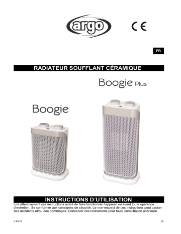 Argo BOOGIE ELECTRICAL HEATING Manuel utilisateur | Fixfr