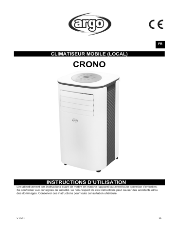 Argo CRONO PORTABLE AIR CONDITIONER Manuel utilisateur | Fixfr