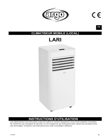 Argo LARI PORTABLE AIR CONDITIONER Manuel utilisateur | Fixfr