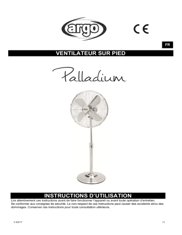 Argo PALLADIUM FAN Manuel utilisateur | Fixfr