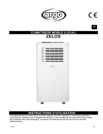 Argo ZELOS PORTABLE AIR CONDITIONER Manuel utilisateur | Fixfr