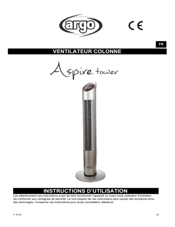 Argo ASPIRE TOWER FAN Manuel utilisateur | Fixfr