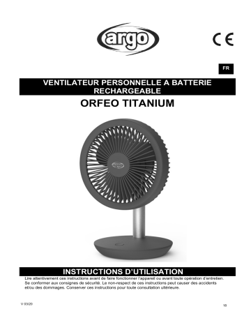 Argo ORFEO TITANIUM FAN Manuel utilisateur | Fixfr