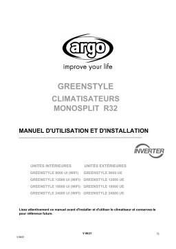 Argo GREENSTYLE MONO 12000 – R32 SINGLE & MULTI SPLIT SYSTEM Manuel utilisateur