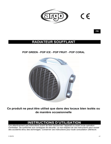 Argo POP CORAL ELECTRICAL HEATING Manuel utilisateur | Fixfr