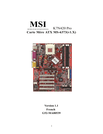 MSI MS-6373 K7N420 Pro Manuel du propriétaire | Fixfr