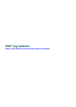 ESET Log Collector 4.3 Manuel du propriétaire