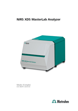 Metrohm NIRS XDS MasterLab Analyzer Manuel du propriétaire