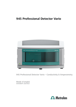 Metrohm 945 Professional Detector Vario Manuel du propriétaire