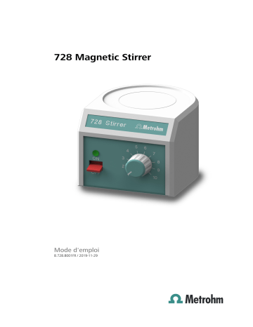 728 Magnetic Swing-out Stirrer | Metrohm 728 Magnetic Stirrer Manuel du propriétaire | Fixfr