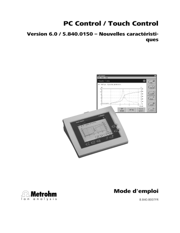Metrohm 840 Touch Control Manuel du propriétaire | Fixfr