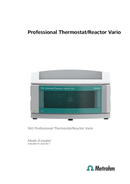 Metrohm 943 Professional Thermostat Vario Manuel du propriétaire