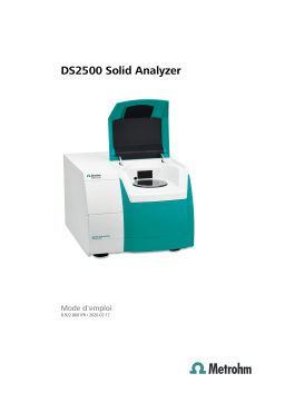 Metrohm DS2500 Solid Analyzer Manuel du propriétaire