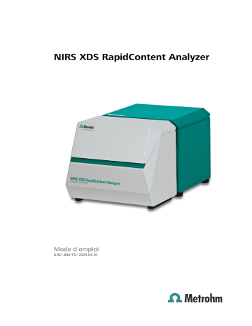 NIRS XDS RapidContent Module | NIRS XDS RapidContent Solids Module | Metrohm NIRS XDS RapidContent Analyzer Manuel du propriétaire | Fixfr