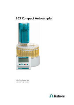 Metrohm 863 Compact IC Autosampler Manuel du propriétaire