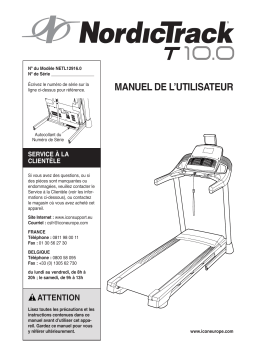 NordicTrack NETL12916 T10.0 TREADMILL Manuel utilisateur