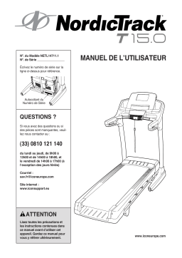 NordicTrack NETL14711 1634903 T 15.0 TREADMILL Manuel utilisateur