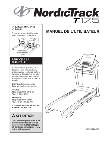 NordicTrack NETL14714 T17.5 TREADMILL Manuel utilisateur | Fixfr