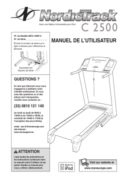 NordicTrack NETL14807 C2500 TREADMILL Manuel utilisateur