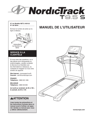 NordicTrack NETL14819 T9.5 S TREADMILL Manuel utilisateur | Fixfr