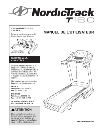 NordicTrack NETL15714 T16.0 TREADMILL Manuel utilisateur | Fixfr