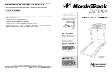 NordicTrack NETL1591 EXP 3000 TREADMILL Manuel utilisateur | Fixfr