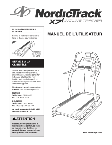 NordicTrack NETL18716 X7I Interactive TREADMILL Manuel utilisateur | Fixfr