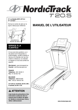 NordicTrack NETL19713 T 20.5 TREADMILL Manuel utilisateur