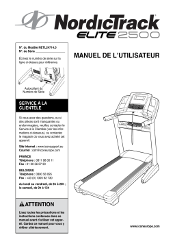 NordicTrack NETL24714 Elite 2500 TREADMILL Manuel utilisateur