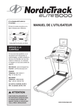 NordicTrack NETL40915 Elite 5000 TREADMILL Manuel utilisateur