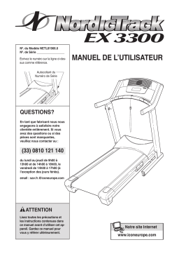 NordicTrack NETL81906 EX3300 TREADMILL Manuel utilisateur