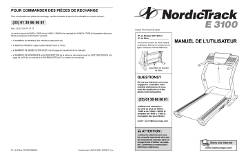 NordicTrack NETL9013 E3100 TREADMILL Manuel utilisateur | Fixfr